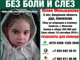 Юлия Меньшакова. ПОМОГИТЕ СПАСТИ ДЕТСТВО! Всего собрано:273176рублей. Осталось собрать :10824 рублей.