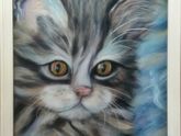 Котик по мотивам Пола Найта. Шерстяная живопись.