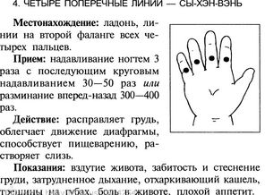 Четыре поперечных линии (вздутие живота, боль в животе)