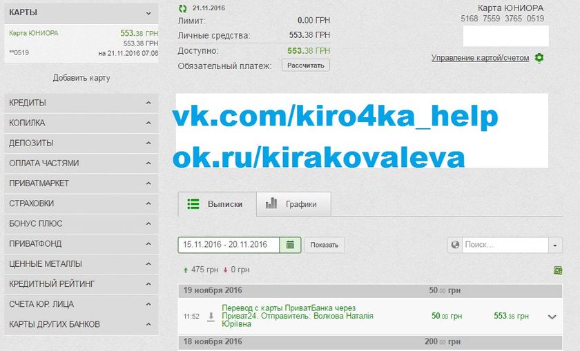 Отчет Кира Ковалёва 15-30 ноября 2016