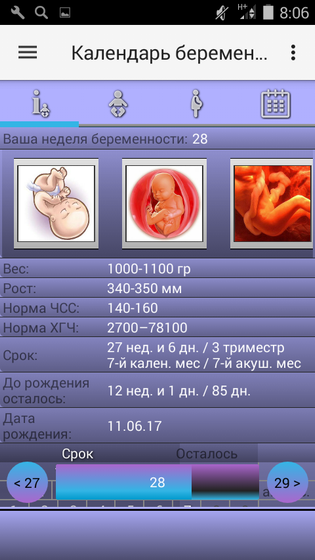 Сегодня скачала календарь беременности,