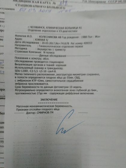 Частичная отслойка плодного яйца часть III