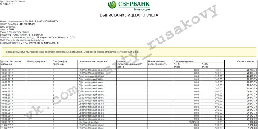 Отчет о поступлениях март 2017 Варя и Рита Русаковы