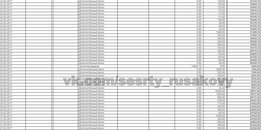 Отчет о собранных средствах за февраль для Вари и Риты Русаковых